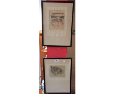 Pair of Cecil Aldin prints.The Talbot Inn, Chaddesly Corbett, lithograph. together with The New Inn, Gloucester, both titled 