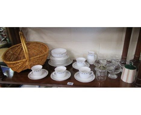 Shelf of collectables to include German part tea set