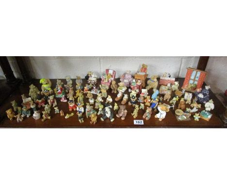 Shelf of small teddy bear figurines - Approx 90