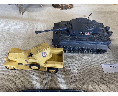 A Solido tank model and a Matchbox armoured car model 