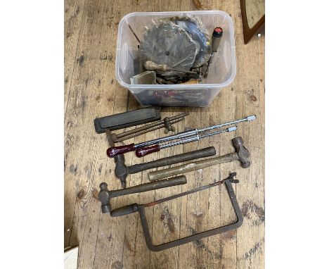 A job lot of assorted tools, engineers' hammers, Stanley yankee screwdrivers etc shipping unavailable 