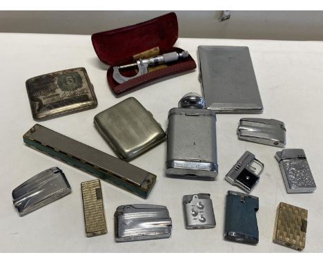A job lot of assorted vintage smoking related items and other including micrometer and bulls eye torch 