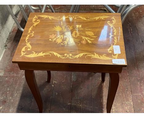 A vintage Sorrento wooden musical sewing table, shipping unavailable 