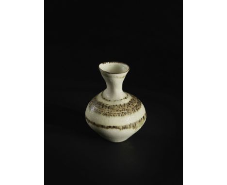 LUCIE RIE (1902-1995)Small vase, circa 1959Stoneware, white glaze, brown manganese speckles coming from mineral elements mixe