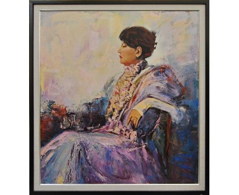 G Tsenguunjav, Mongolian, early 21st century- Portrait of the artist's wife, 2010; oil on canvas, 104.5x105.4cm