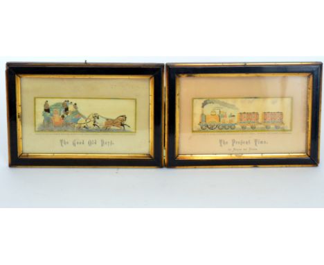 A 19th Century Stevengraph titled The Present Time and another The Good Old Days (2)