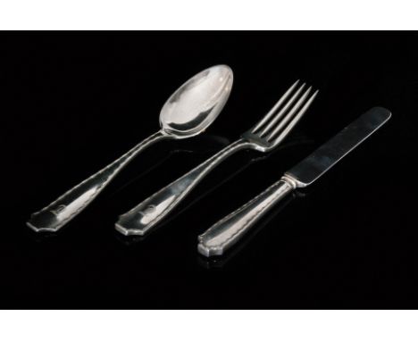 An American Sterling Silver Tiffany & Co Marquise pattern flatware set comprising of four dessert spoons, four dessert forks 