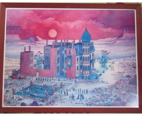 Framed limited edition print 'The Texas Townhouse' signed, dated and numbered by the artist A K Koshela&nbsp; 76 cm x 58 cm (
