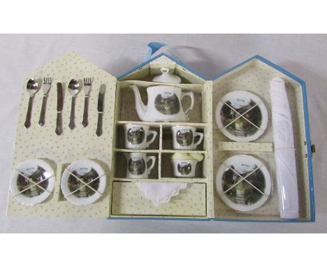 Reutter Prozellan Germany Beatrix Potter 'Hill Top' miniature picnic set / collectors tea set
