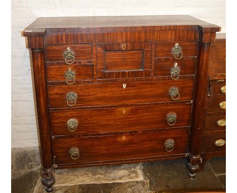 Victorian mahogany veneer Scotch chest of drawers H123cm W120cm D59cm