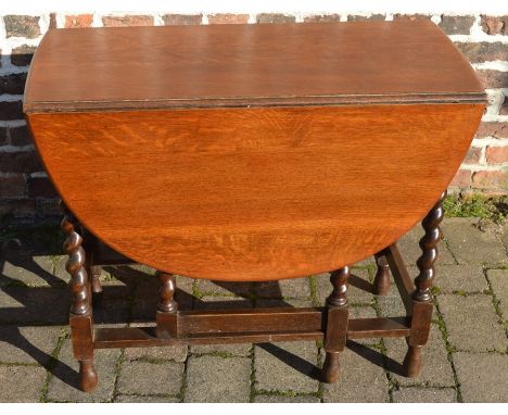 Oak gate leg table with barley twist legs