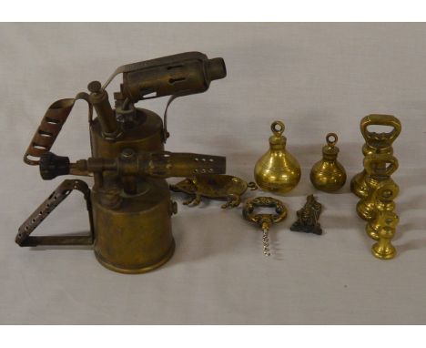 Brass weights etc &amp; 2 vintage blow torches