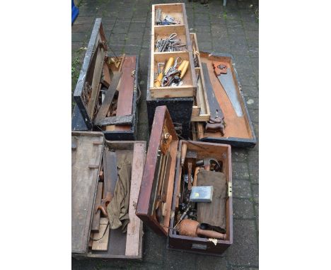 4 cabinets containing carpenter's vintage wood working tools&nbsp;&nbsp;