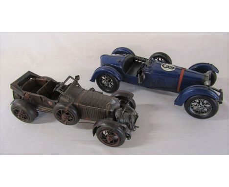 2 collectors metal reproduction vintage racing cars L 37 cm &amp; 42 cm