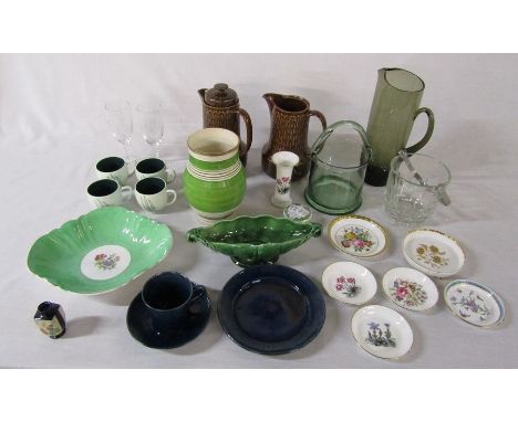 Assorted ceramics and glassware inc Royal Worcester, Spode, Aynsley, Carlton Ware and 1919 Peace pottery cup, saucer and plat