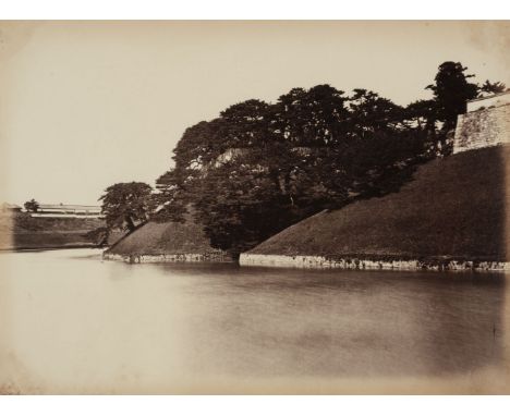 * Weed (Charles Leander, 1824-1903). Moat of the Imperial Palace, Yeddo, [Edo Castle, Tokyo, Japan], c. 1867, albumen print, 