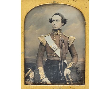 * Quarter-plate daguerreotype of a British officer of the (?)2nd (Queen’s) Regiment, probably by William Edward Kilburn, c.18