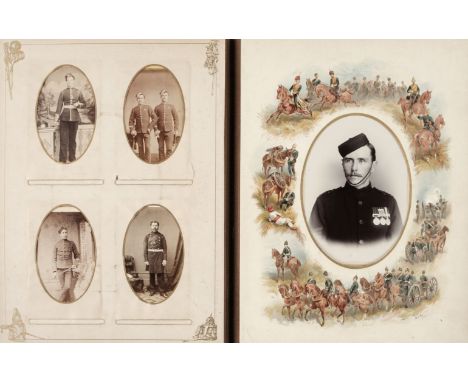 * Military Officers. An album of 28 cabinet cards and 44 cartes de visite, c. 1870s and later, including a Sergeant of the 17