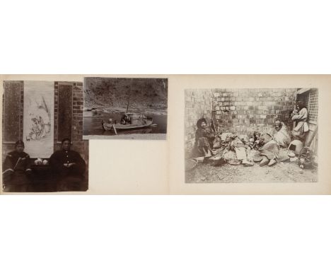 * China. A concertina photograph album of 100 gelatin silver print photographs and 6 postcards of China, c. 1900-10, mostly p