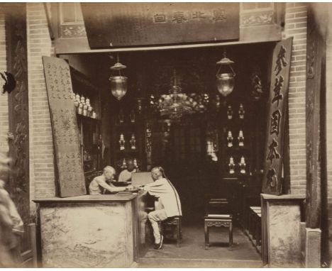 * Thomson (John, 1837-1921). A Shop in Canton [Guangzhou, China], c. 1869, albumen print, signed in the negative lower left, 