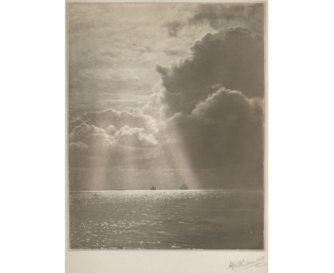 * Pictorialism. A group of 22 mounted exhibition photographs by various photographers, c. 1915, including a seascape study wi