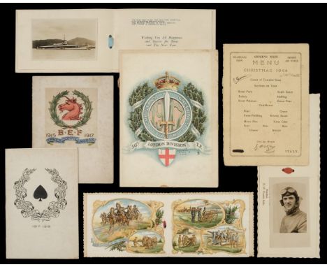 * Military Greetings Cards. A collection of approximately 60 military greetings cards and some menus including First and Seco