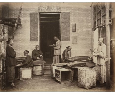 * Thomson (John, 1837-1921). Canton Tea Hong, [Tea sifting, Guangzhou, China], c. 1869, albumen print, 20.9 x 27.0 cm, mounte
