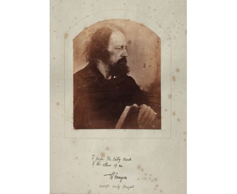 * Cameron, Julia Margaret, 1815-1879. Alfred Lord Tennyson, 'The Dirty Monk', May 1865, half-length albumen print profile, ar