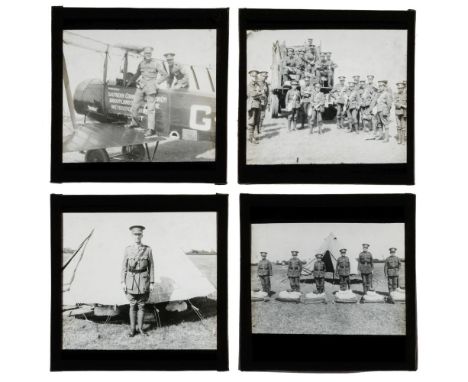 * Military Lantern Slides. A group of 55 diapositive magic lantern slides, c. 1910-15, the majority of military and some avia