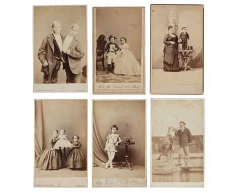 * Tom Thumb. Mr and Mrs General Tom Thumb by Brady, 1860s, albumen print carte de visite, together with 4 miniature Tom Thumb
