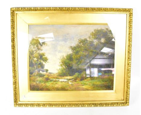 W H WILKINSON; watercolour, landscape with ducks on a path, signed, 41 x 54cm, framed and glazed.