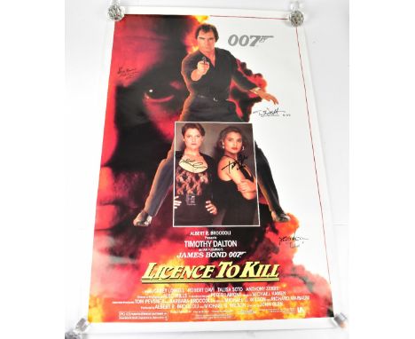 JAMES BOND; 'Licence to Kill', a 1989 film poster bearing the signatures of Timothy Dalton, Robert Davi, Carey Lowell, Talisa