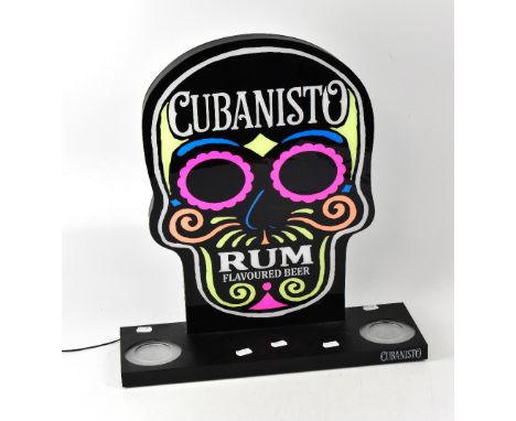 A decorative Cubanisto Rum Flavoured Beer light-up display advertising sign, 51 x 48cm.