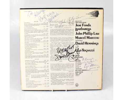 BARBARELLA; an album from the film, bearing four signatures to the reverse including Jane Fonda, John Phillip Law, David Hemm