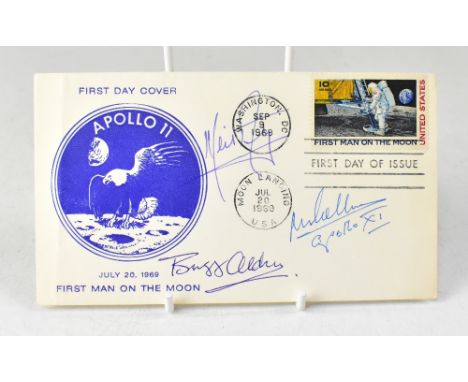 SPACE EXPLORATION; a 1969 Apollo 11 Moon Landing first day cover, bearing the signatures of Neil Armstrong, Michael Collins a