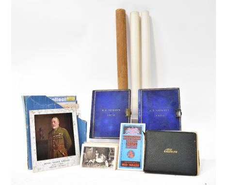 A quantity of vintage ephemera from the collection of a family, to include two locked diaries from 1876, with blue covers sta