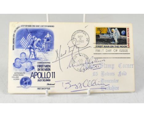 SPACE EXPLORATION; a 1969 Apollo 11 Moon Landing first day cover bearing the sigantures of Neil Armstrong, Michael Collins an