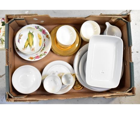 A quantity of Royal Worcester tableware in the 'Evesham' pattern comprising oval tureen, serving dishes, egg coddlers, condim