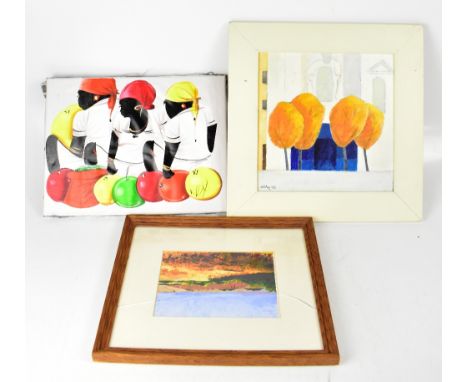 Various prints, acrylics, oil paintings and a drawing, mainly by local artists, to include Vidah Roberts, K Pont, Keith Murdo