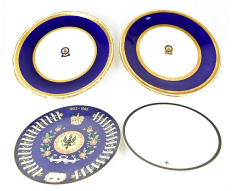 14TH/20TH KING'S OWN HUSSARS INTEREST; four commemorative decorated plates to include a Seltmann Weiden Bavaria example, to c