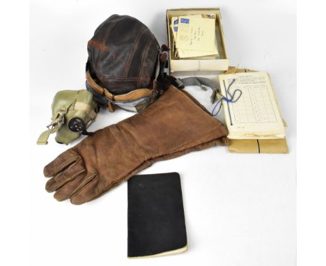 A quantity of RAF ephemera including pilot's clothing relating to 'Pilot II C H Evans', RAF, various black and white photogra