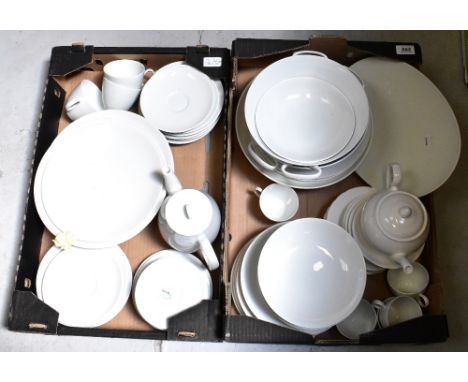 THOMAS OF GERMANY; a part white tea and dinner service to include plates, bowls, cups, saucers, jugs, sauce boats, teapot, co