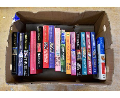 TERRY PRATCHETT; sixteen first edition novels, to include 'Interesting Times', 'Hogfather', 'Maskerade', 'Feet of Clay', 'Car