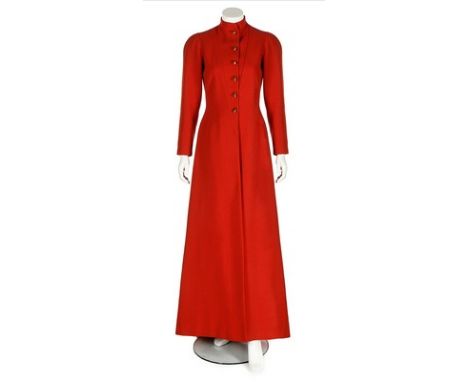 A rare Elsa Schiaparelli couture military inspired evening coat, 1935, Schiaparelli London label, numbered 26519, of heavy re