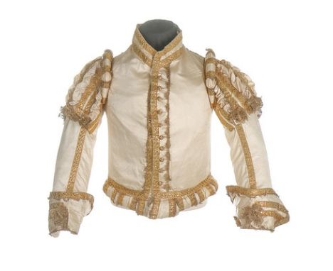 A rare ivory satin doublet worn by a Gentleman Usher to the coronation of King George IV, 19th July, 1821, indistinct pencill