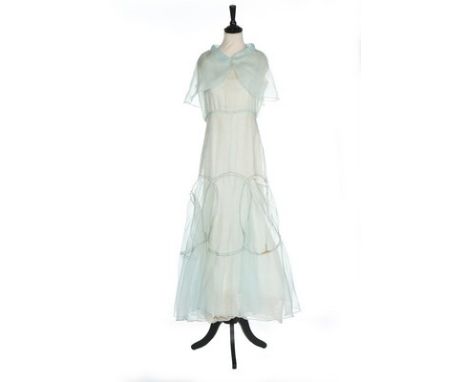 A Jeanne Lanvin couture eau de nil organza summer dress, probably Summer, 1931, un-labelled, the skirt insert with tulle circ