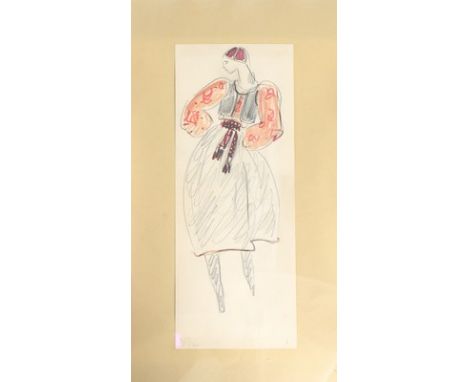 An original Yves Saint Laurent 'Russian Collection' fashion sketch, Autumn-Winter 1976-77, signed, pencil and ink, the model'