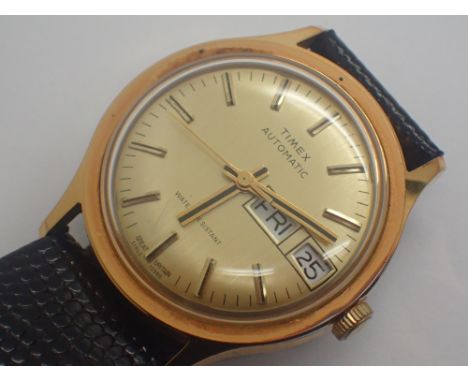 Vintage Timex automatic day and date gold plated wristwatch