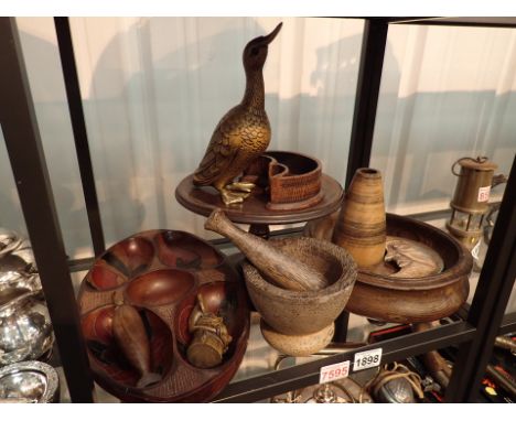 Shelf of wooden items 