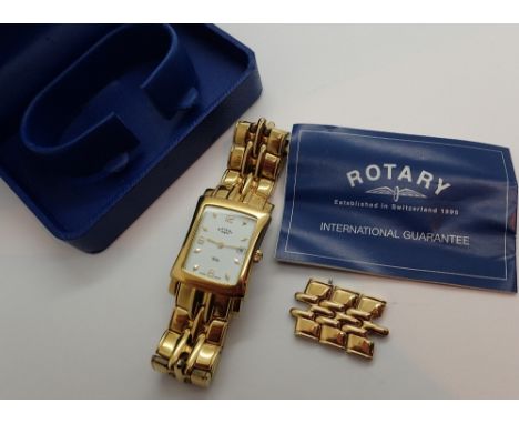 Boxed Rotary gold plated tank wristwatch